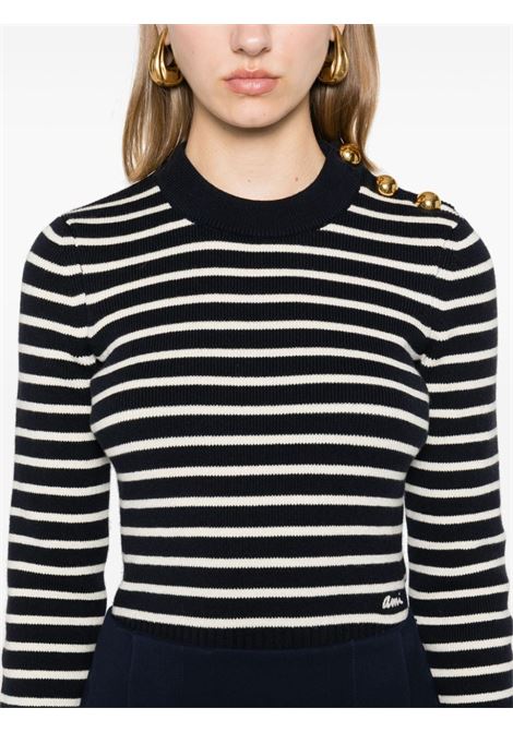 Blue and white ribbed-knit striped jumper.AMI Paris - men AMI PARIS | FKS039KN00614023